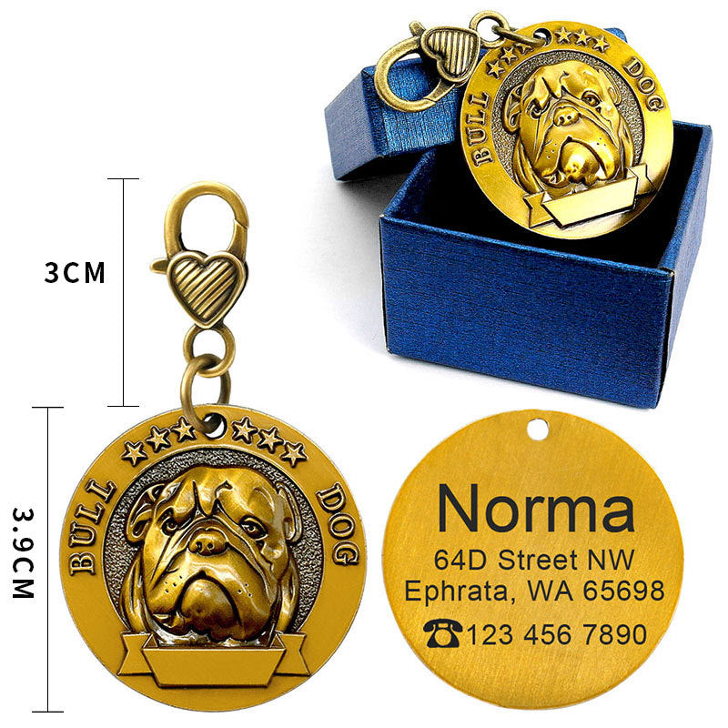 Personalized Pet Head Portrait ID Tag for Dogs & Cats