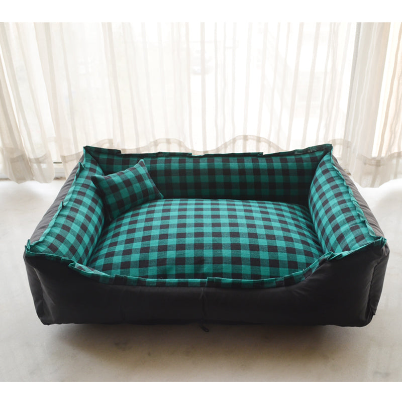 Plaid Pet Sofa Bed for Cats & Small Dogs