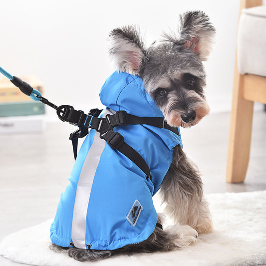 Pet Hooded Raincoat and Windbreaker with Reflective Stripe for Dogs & Cats