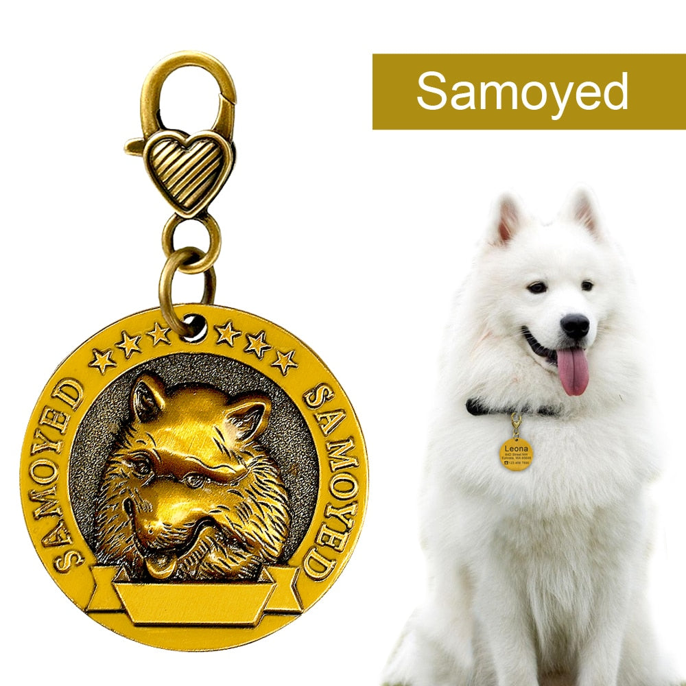 Personalized Pet Head Portrait ID Tag for Dogs & Cats