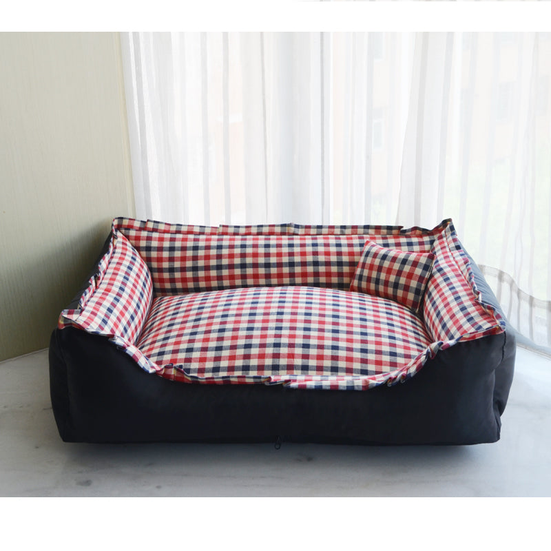 Plaid Pet Sofa Bed for Cats & Small Dogs