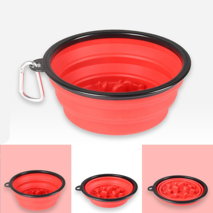 Outdoor Collapsible Pet Slow Feeding Bowl for Dogs & Cats