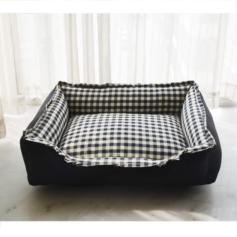 Plaid Pet Sofa Bed for Cats & Small Dogs