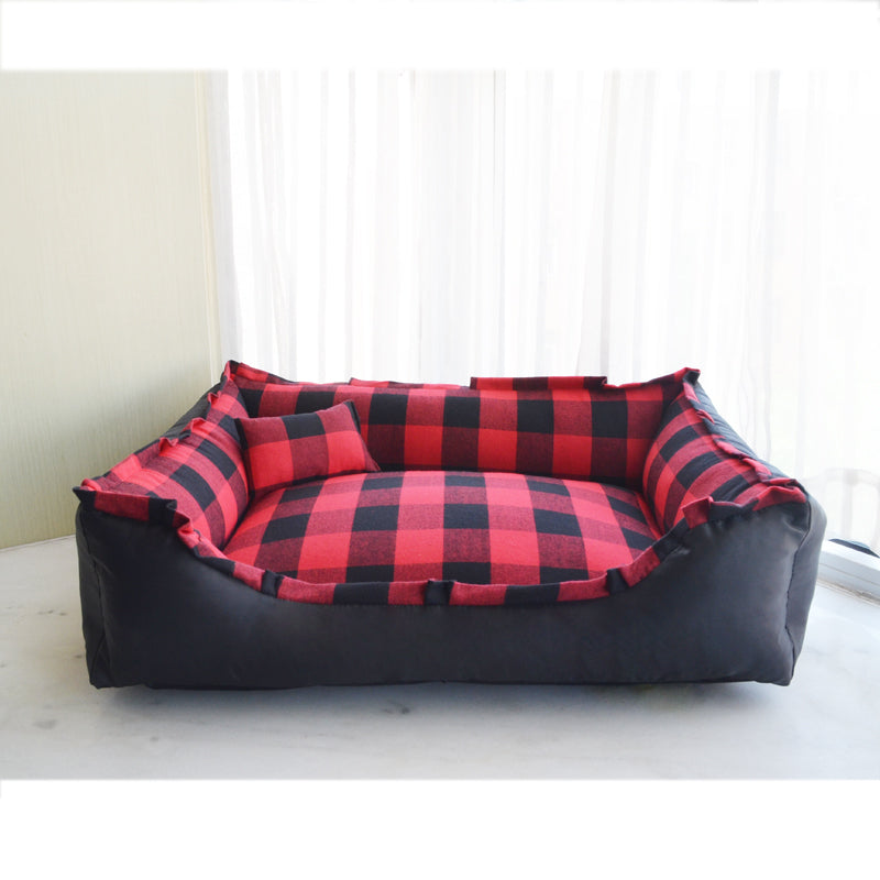 Plaid Pet Sofa Bed for Cats & Small Dogs