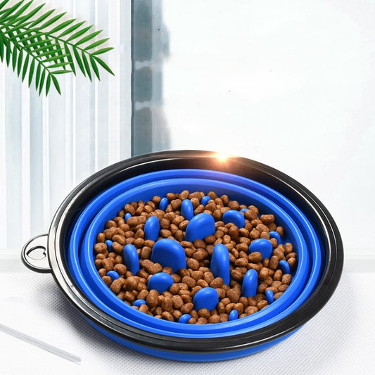 Outdoor Collapsible Pet Slow Feeding Bowl for Dogs & Cats