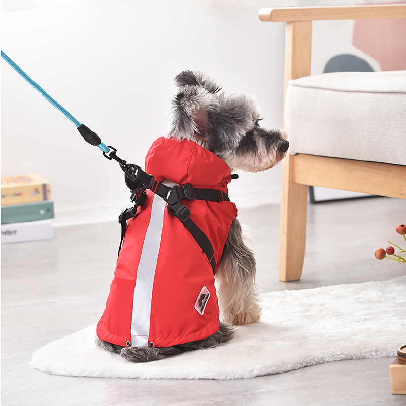 Pet Hooded Raincoat and Windbreaker with Reflective Stripe for Dogs & Cats